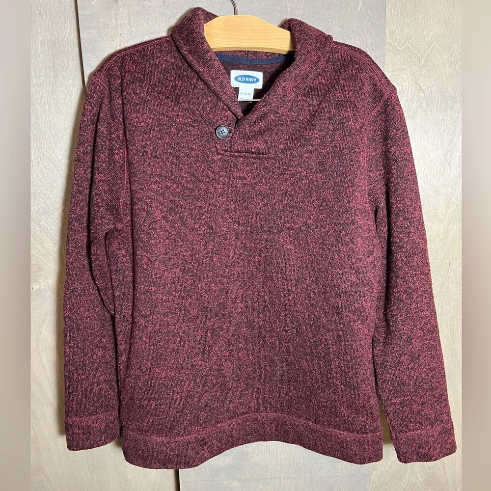Old Navy Maroon Fleece Shawl Collar Sweater XL 14-16